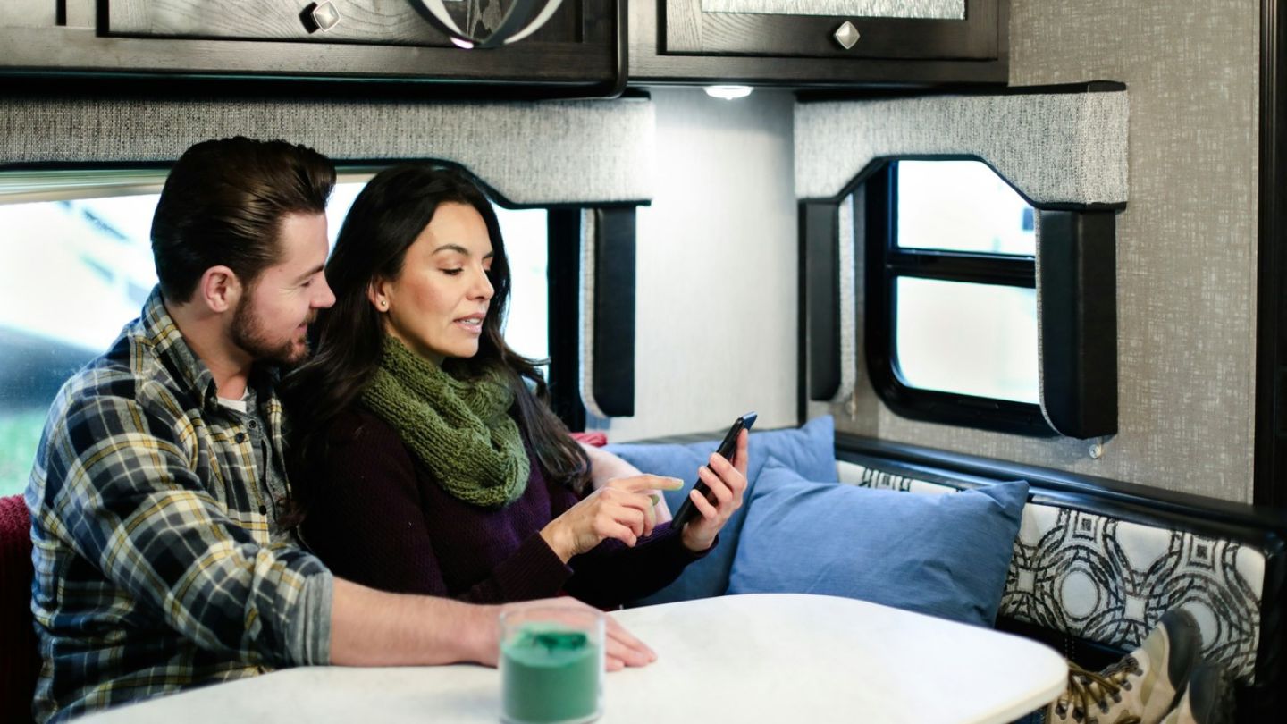 Customer calling mobile RV service from inside RV