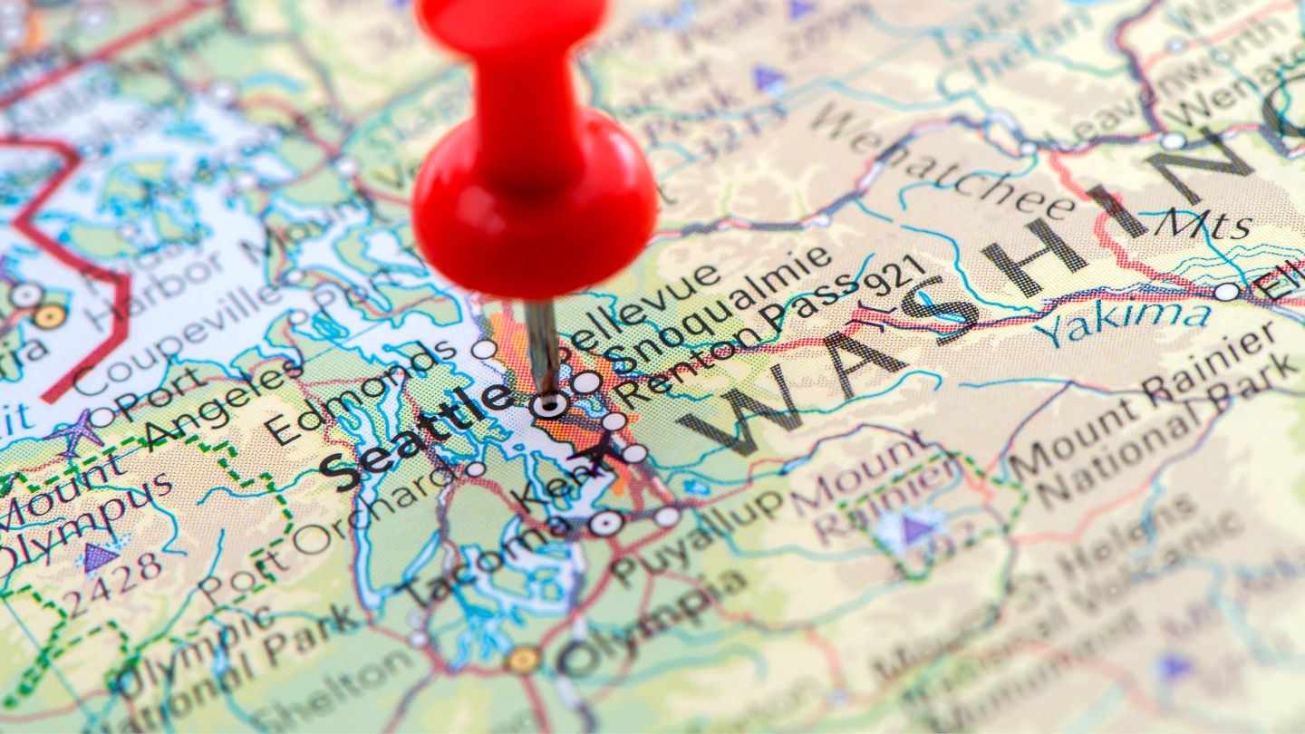 Map of Seattle metro highlighting mobile RV service areas